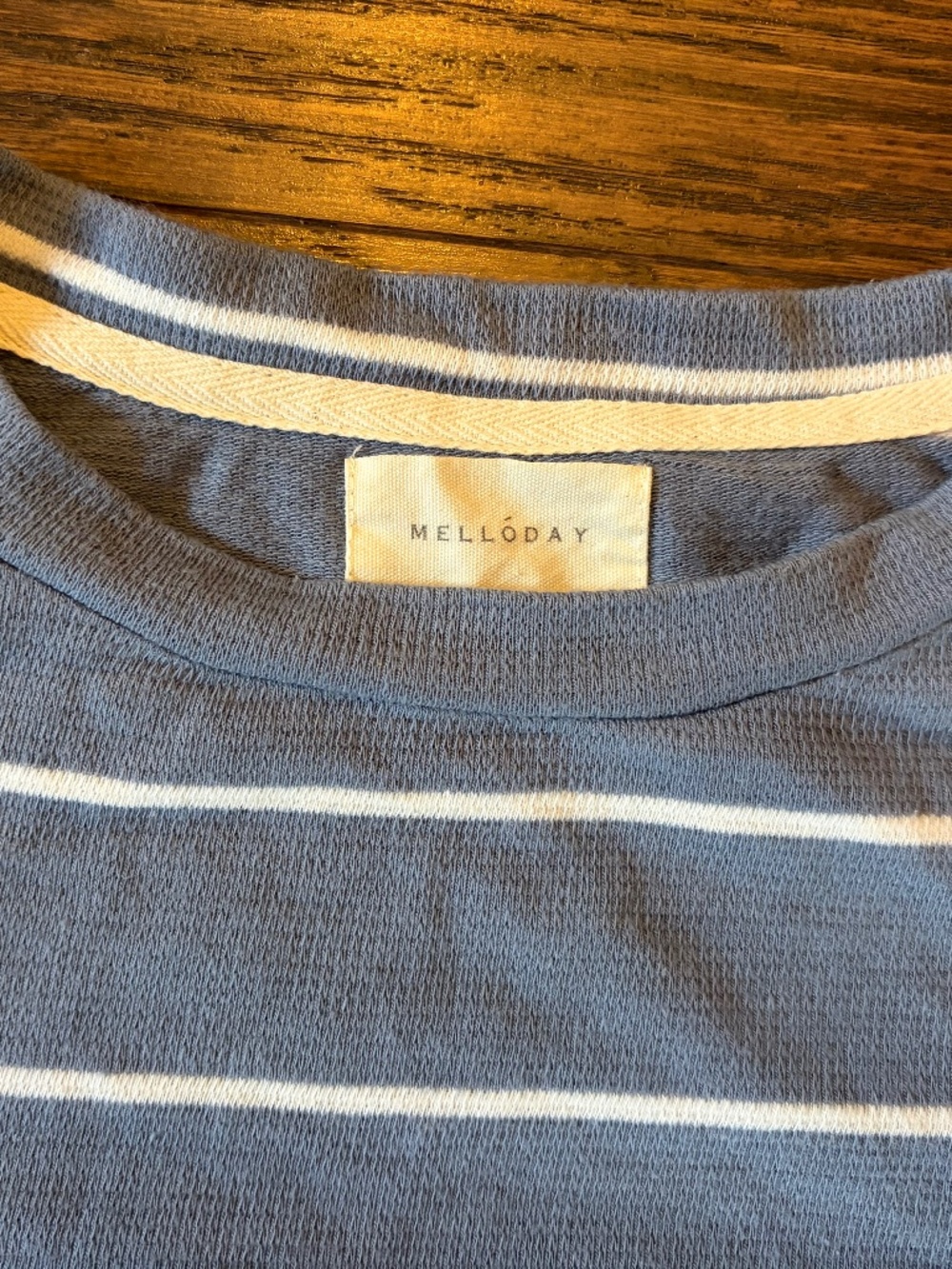 Slate Blue-gray knit top with twist front, size small